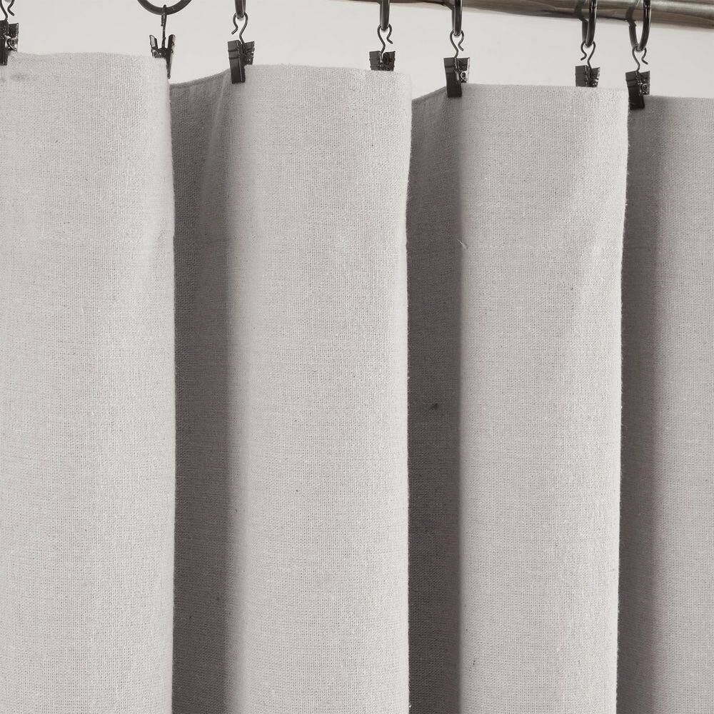 Gray and Off-White Linen Button Blackout Curtain Panel 40" x 84"