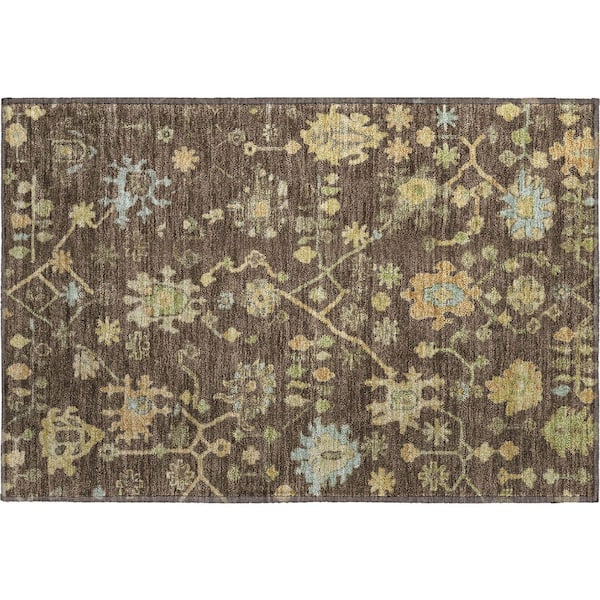 Mayfield Premium Machine Washable Abstract AMF1930 Brown 2 ft. x 3 ft. Accent Rug