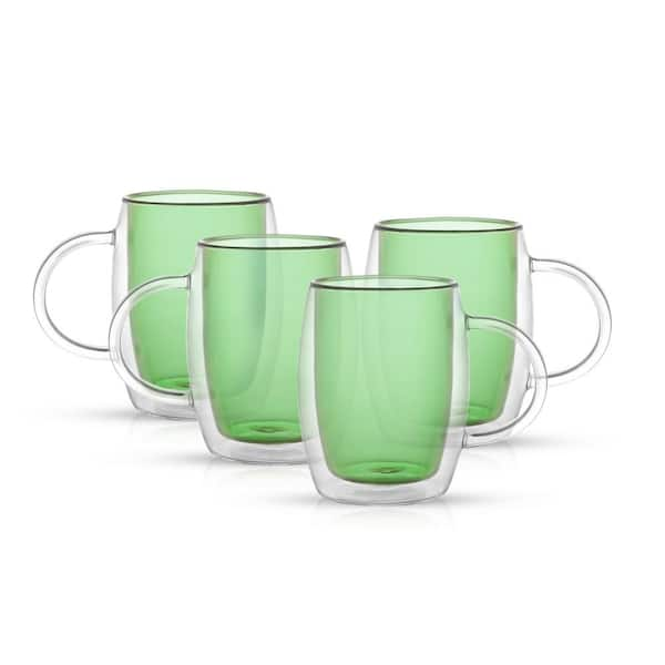 JoyJolt Aroma 13.5 oz Borosilicate Glass Green Colored Double Wall Coffee  Tea Mugs Set (Set of 4) JGT10257 - The Home Depot