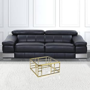 Valerie 40 in. Clear, Gold Square Glass Coffee Table