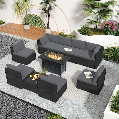 10-Piece Patio Conversation Set with Outdoor Fire Pit Table