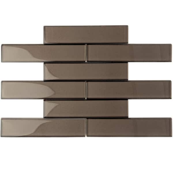Apollo Tile Dark Gray 11.8 in. x 11.8 in. Polished Glass Mosaic Tile (4.83 Sq. ft./Case)