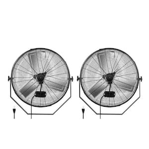 24 in. 3-Speed Commercial/ Industrial High Velocity Ventilation Metal Wall Mount Fan in Black (2 Pack)