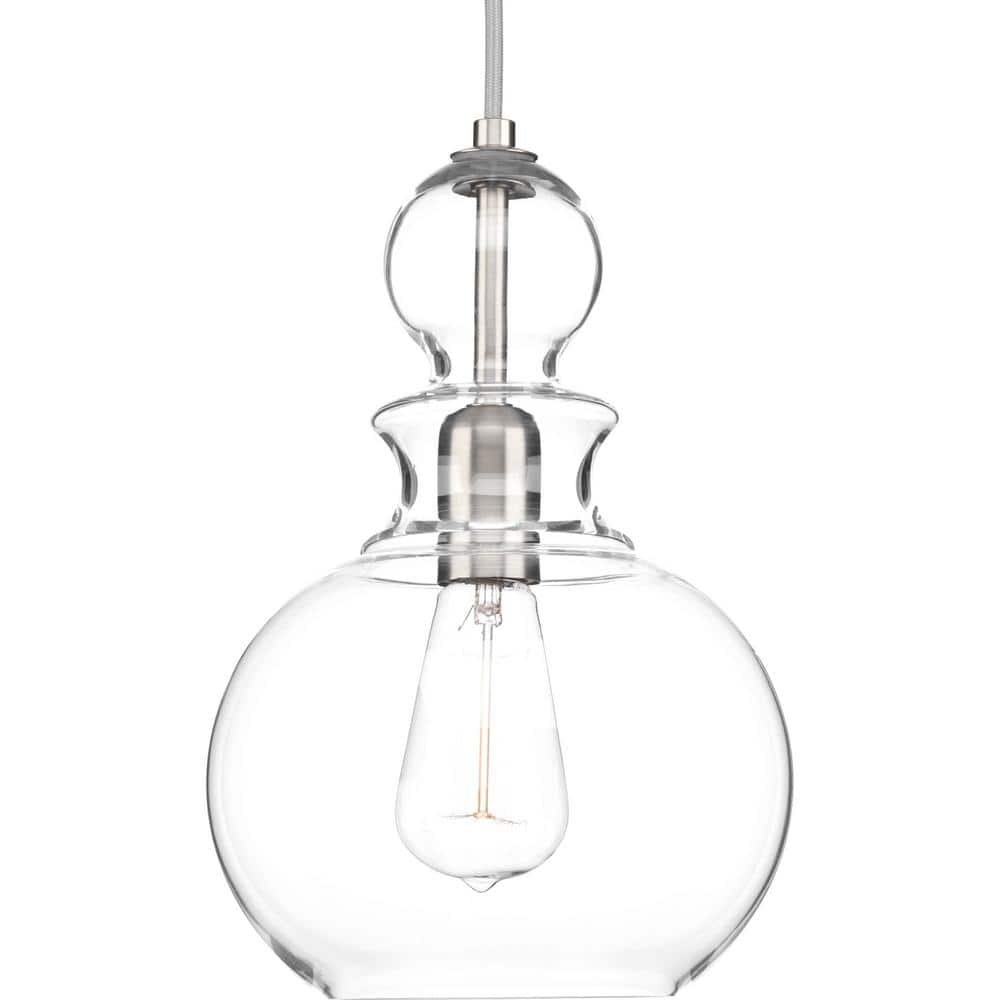 Staunton Brushed Nickel Pendant Light with Clear Glass Shade