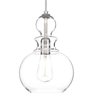 Staunton Collection 1-Light Brushed Nickel Pendant with Clear Glass