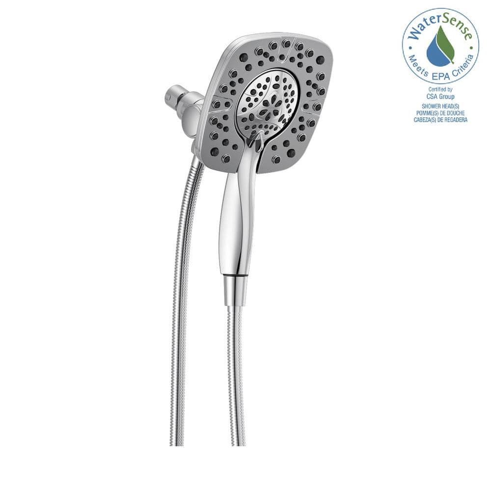 Chrome Dual Shower Head with Handheld Spray and Pulse