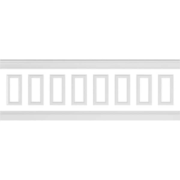 Ekena Millwork 94 1/2 in. (Adjustable 32 in. to 36 in.) 21 sq. ft. Polyurethane Ashford Square Panel Wainscot Kit Primed