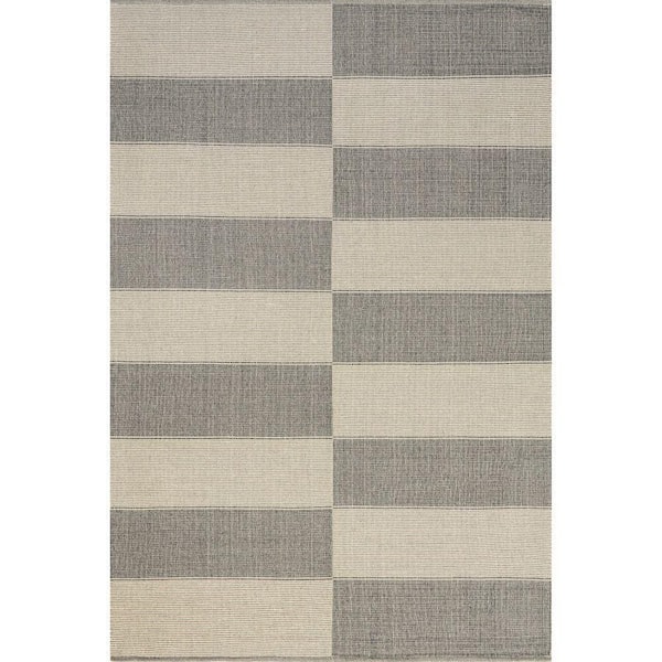 Boxelder Checked Cotton Gray Doormat 3 ft. x 5 ft. Area Rug