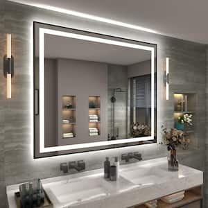 48 in. W x 40 in. H Rectangular Framed Front and Back LED Lighted Anti-Fog Wall Bathroom Vanity Mirror in Tempered Glass