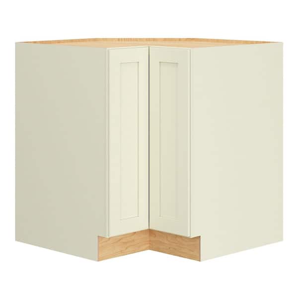 QuickShip Cottage 33 in. W x 24 in. D x 34.5 in. H in Sterling Plywood Assembled Lazy Susan Corner Cabinet