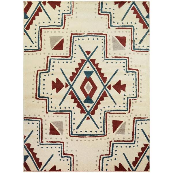 BALTA Firuza Red 8 ft. x 10 ft. Southwestern Tribal Area Rug
