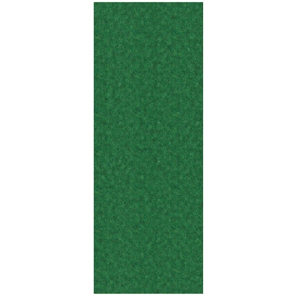 Ottomanson Lifesaver Non-Slip Rubberback Indoor/Outdoor Long Hallway Runner Rug 2 ft. 7 in. x 4 ft. Green Polyester Garage Flooring