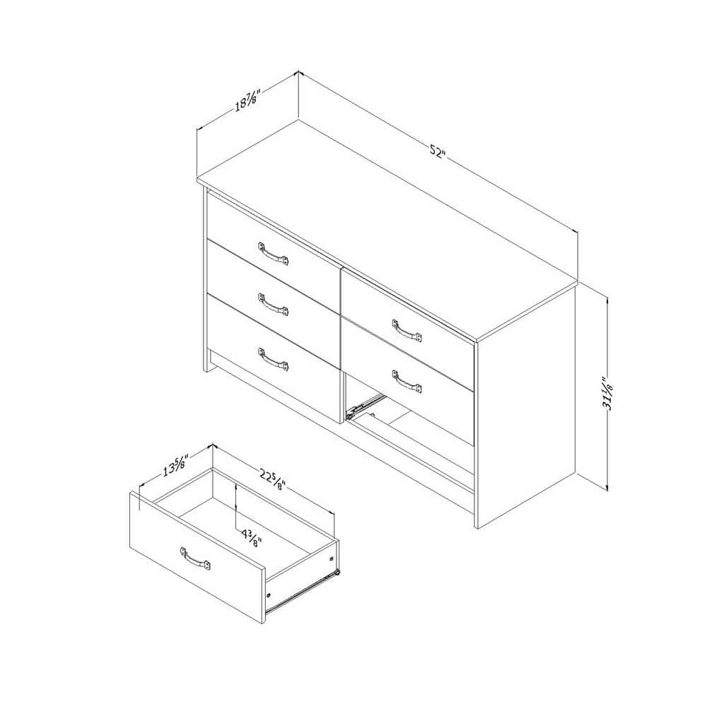 Farmhouse Nordik Oak 6-Drawer Double Dresser with Soft Close