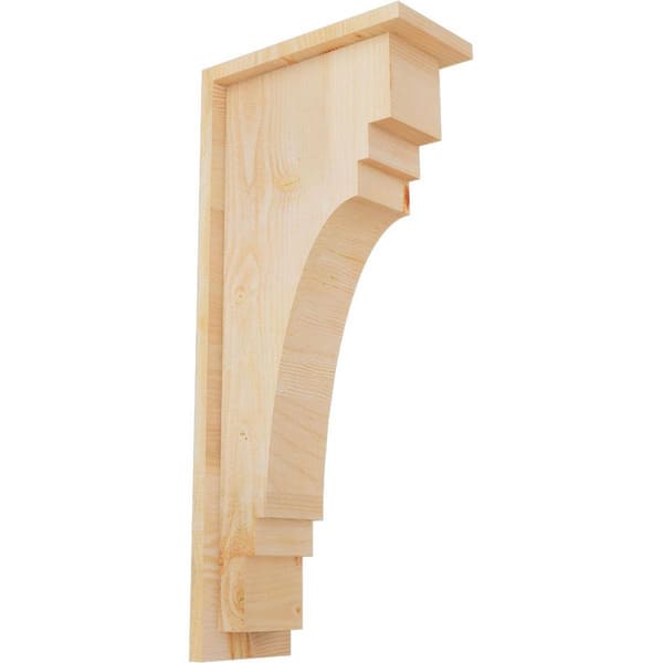 Ekena Millwork 6 in. x 12 in. x 28 in. Douglas Fir Pescadero Rough Sawn Corbel with Backplate