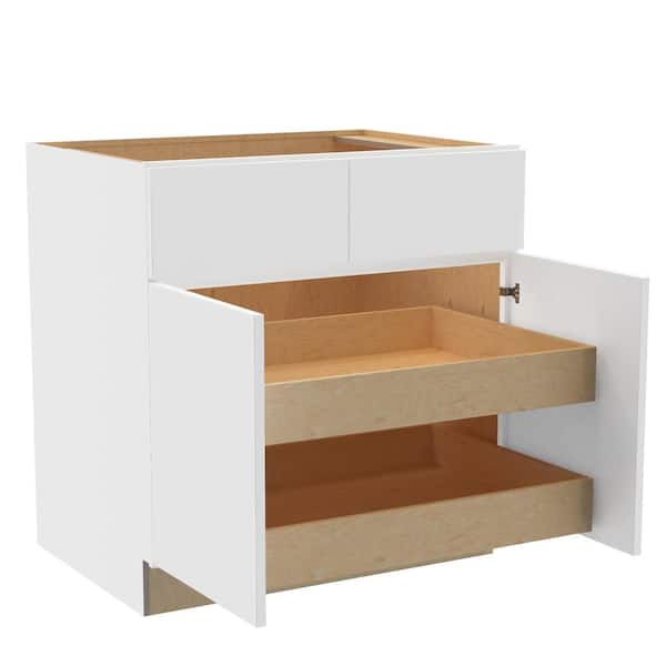 Home Decorators Collection Hargrove 33 in. W x 24 in. D x 34.5 in. H Assembled Plywood Base Kitchen Cabinet in Vesper White with 2ROT Soft Close