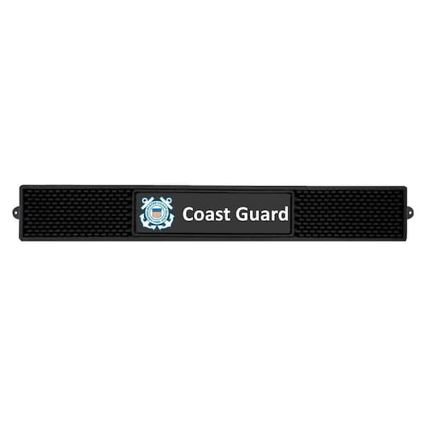 FANMATS 3.25 in. x 24 in. Black U.S. Coast Guard Drink Mat