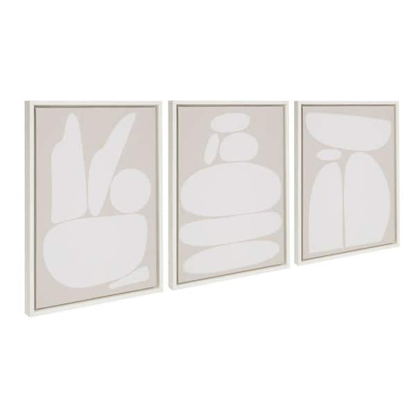 Kate and Laurel Sylvie Zen Rock Garden by the Creative Bunch Studio 3-Piece Framed Art Print 24 in. x 18 in.
