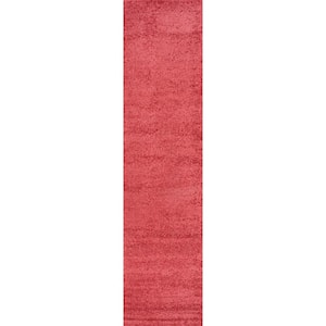 Haze Solid Low-Pile Red 2 ft. x 10 ft. Runner Rug