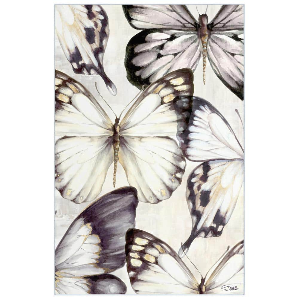 Cluster of Butterflies Multicolor Synthetic Washable Rectangular Area Rug