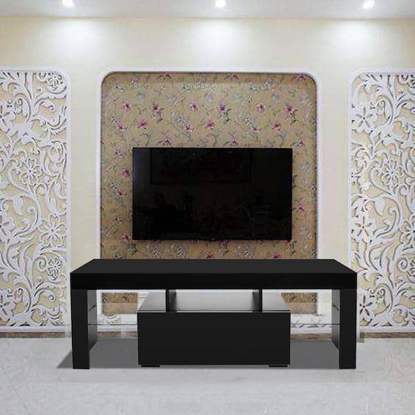 Karl home Modern TV Stand with LED Light Wood Television Stand
