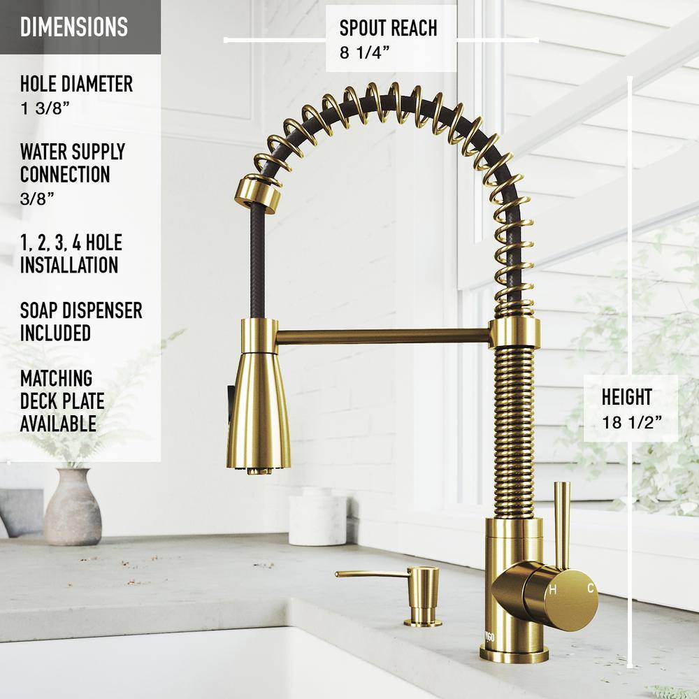 Elegant Matte Gold Pull-Down Kitchen Faucet with Soap Dispenser