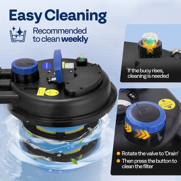 VIVOHOME 2630-GPH Pressurized Biological Pond Filter with 13-Watt