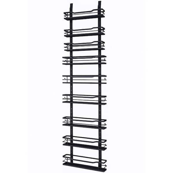 9-Shelf Black Adjustable Basket Metal Over The Door Organizer with Hanging Rack Versatile Pantry Storage