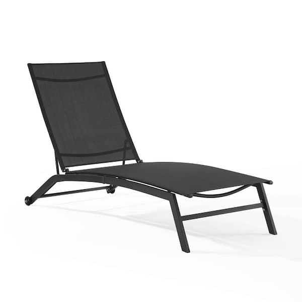 CROSLEY FURNITURE Weaver Charcoal Metal Outdoor Chaise Lounge