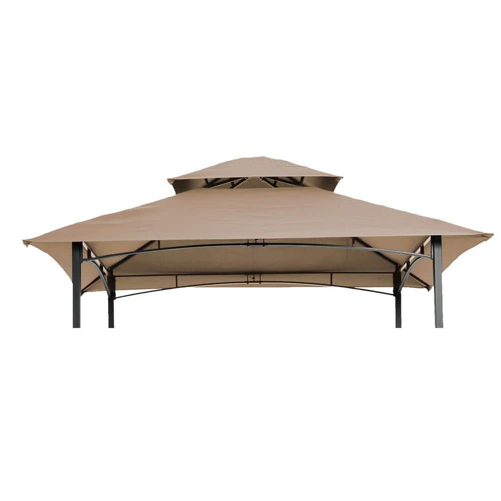 8 ft. x 5 ft. Beige Outdoor Replacement Double Tiered Gazebo Tent Roof Top 
