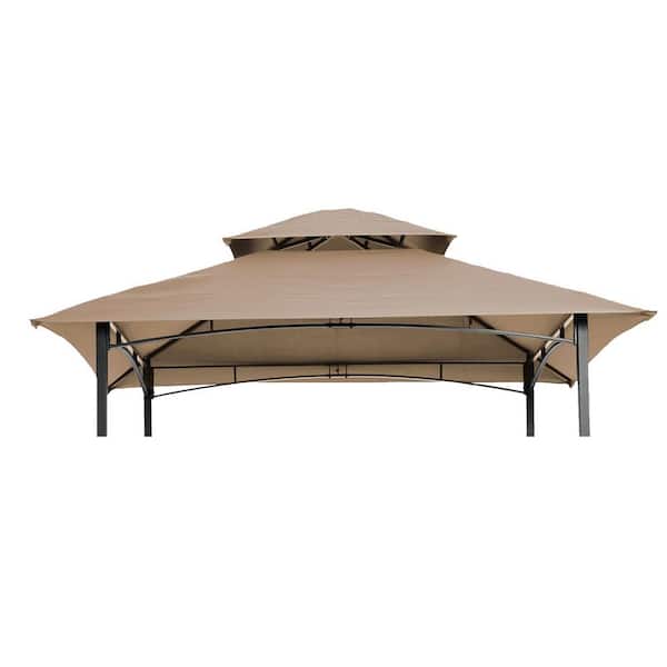 Tidoin 8 ft. x 5 ft. Beige Outdoor Replacement Double Tiered Gazebo Tent Roof Top Cover Only(Frame Not Include)