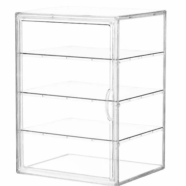 White Acrylic Bread Box with 3 Adjustable Dividers, Transparent Kitchen Countertop Storage Container