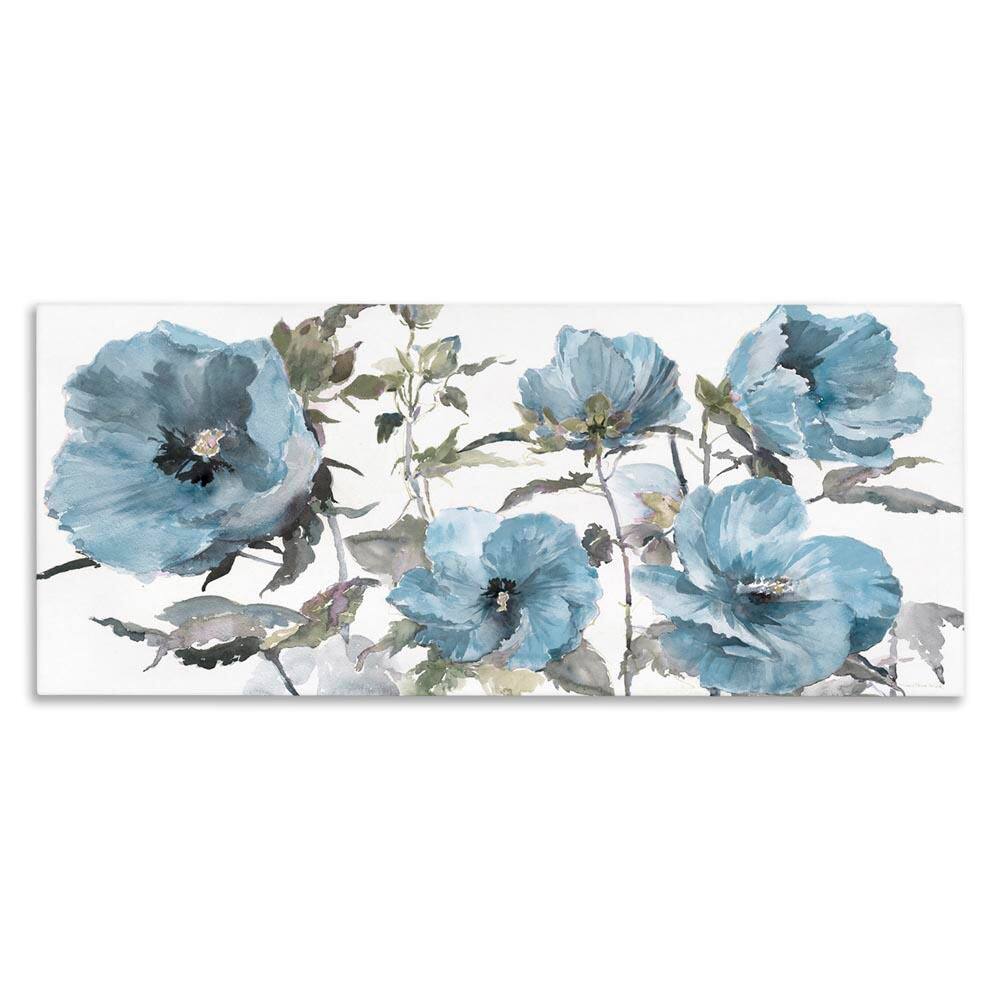 Blue Poppies on White by Theresa Heidel Unframed Nature Graphic Art Print 20 in. x 48 in. price history on PriceWatchPro