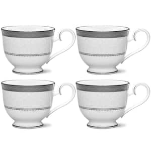 Odessa Platinum 7.75 fl. oz. (Platinum) Bone China Tea Cups, (Set of 4)