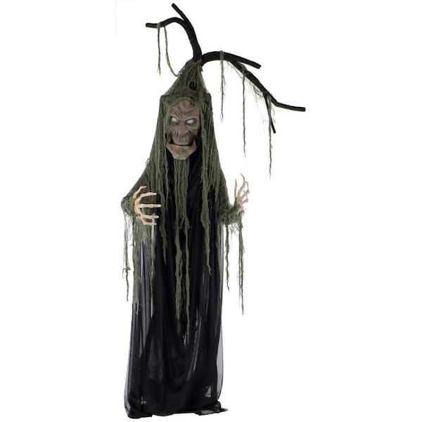 Haunted Hill Farm 6.5 ft. Animatronic Haunted Talking Tree Halloween Prop, Moving Mouth for Indoor/Outdoors, Battery-Operated