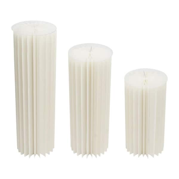 Indoor/Outdoor White Foldable Cardboard PVC Plastic Cylinder Flower Stand (3-Pieces)