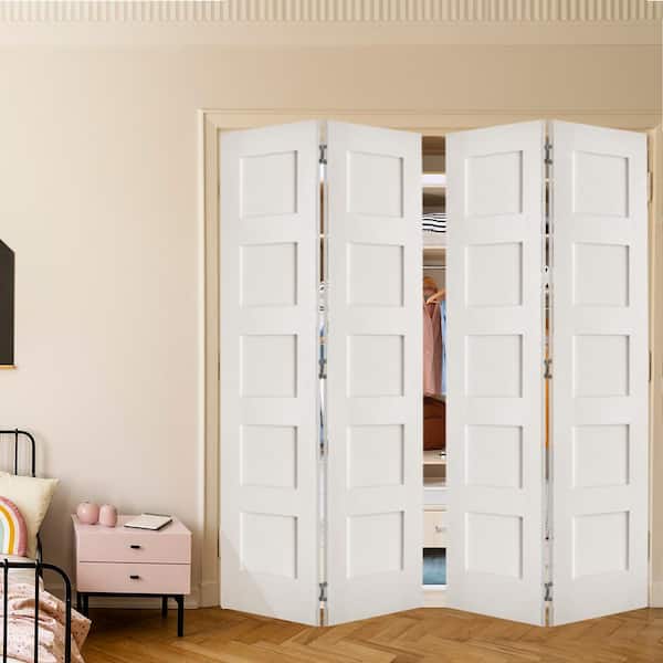 Krosswood Doors 60 in. x 80 in. Shaker 5-Panel Solid Core Primed