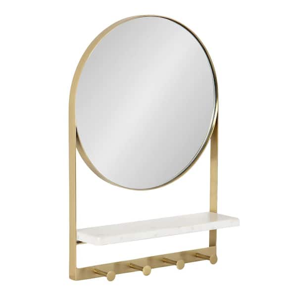 Kate and Laurel Chadwin 14.12 in. W x 20.50 in. H Gold Round Modern Framed Decorative Wall Mirror