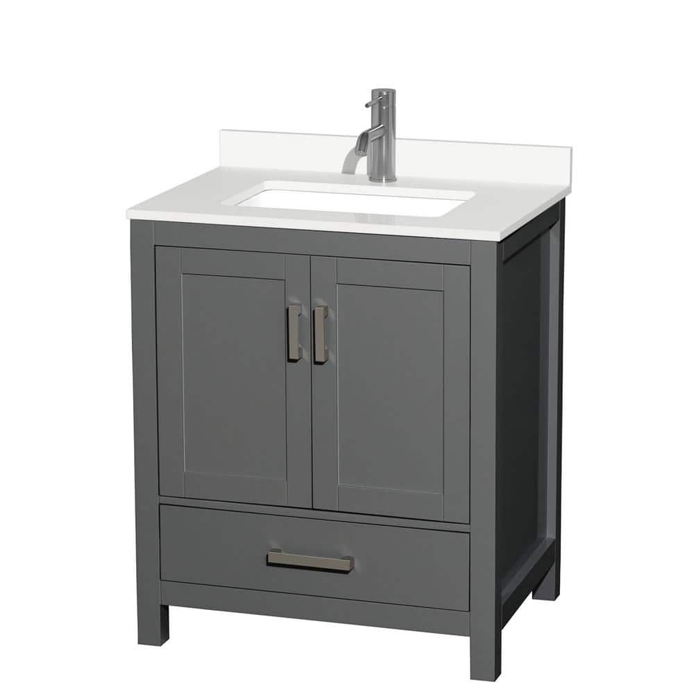 Sheffield 30 in. W. x 22 in. D x 35 in. H Single Bath Vanity in Dark Gray with White Quartz Top price history on PriceWatchPro