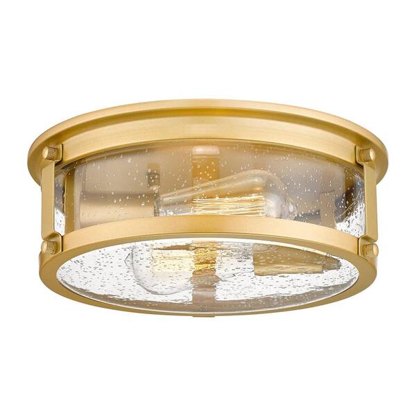 Farmhouse Gold Ceiling Light Fixture with Seeded Glass Shade – E26 Base for Kitchens, Hallways, And Living Rooms