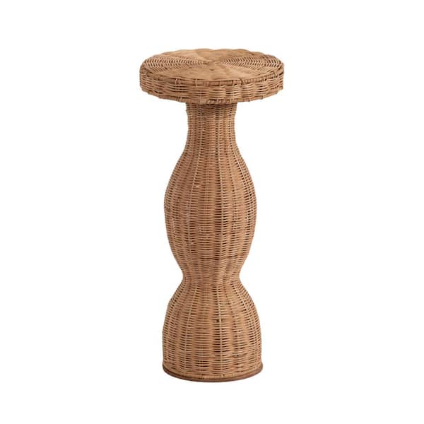 Sula 10 in. Natural Round Natural Material End Table