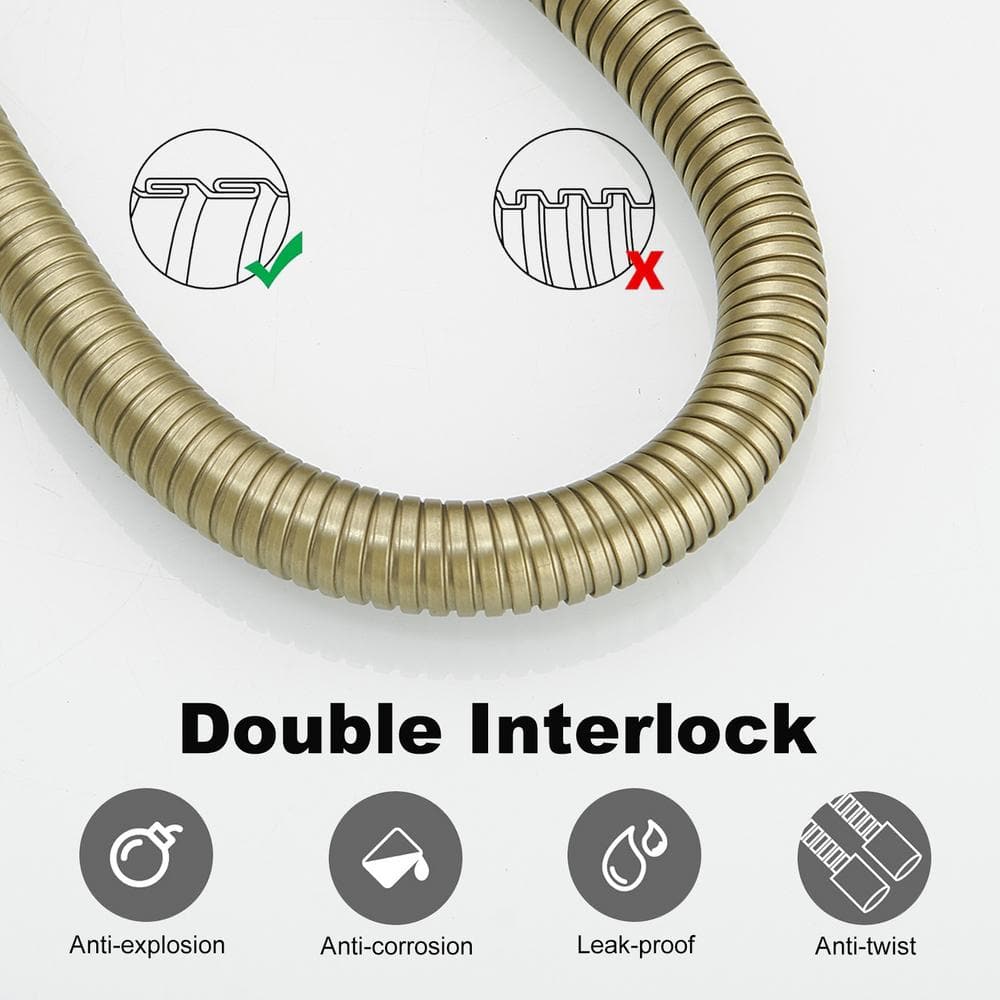 71-Inch Brushed Gold Stainless Steel Flexible Shower Hose