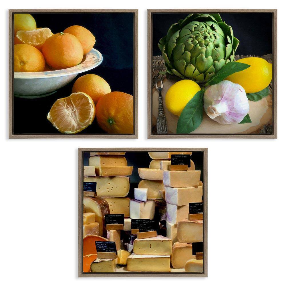 Vegetables & Cheeses Still Lifes by Graffi*tee Studio 3 Piece Brown Floater Frame Food Graphic Art Print 25 in. x 25 in. price history on PriceWatchPro