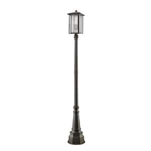 Aspen 106.69 in. 3-Light Oil Bronze Aluminum Hardwired Outdoor Weather Resistant Post Light Set with No Bulbs included