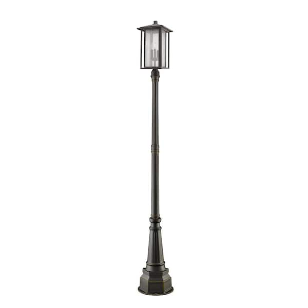 Unbranded Aspen 106.69 in. 3-Light Oil Bronze Aluminum Hardwired Outdoor Weather Resistant Post Light Set with No Bulbs included