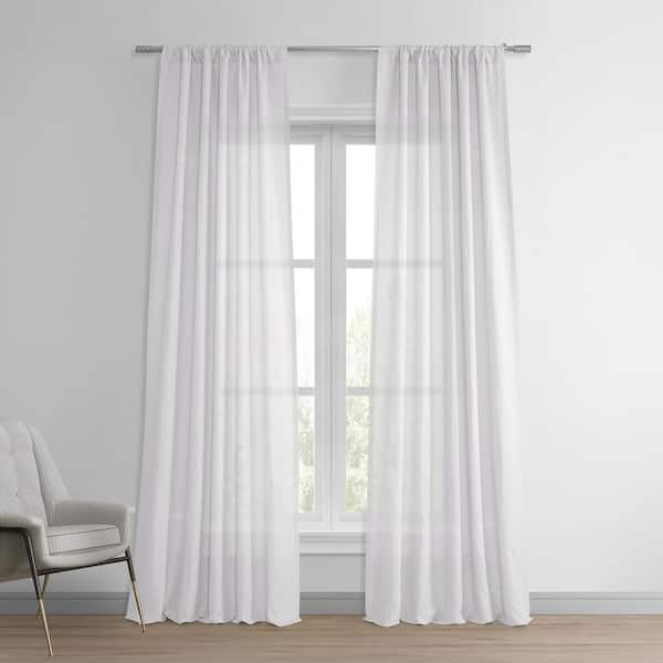 Exclusive Fabrics & Furnishings Purity White Linen Rod Pocket Light Filtering Curtain - 50 in. W x 96 in. L (1 Panel)