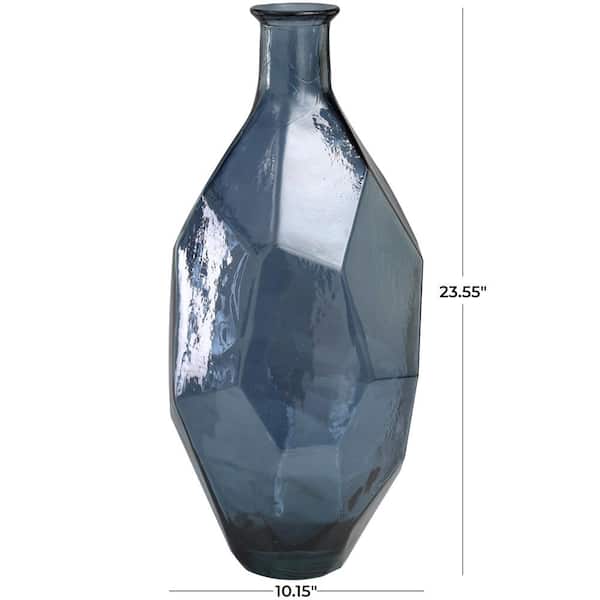 Litton Lane Blue Tall Spanish Bottleneck Recycled Glass Decorative