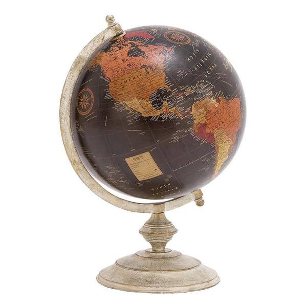 Litton Lane 18 in. Black Metal Rustic Decorative Globe 28368 - The Home ...