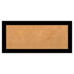 Brushed Black Natural Corkboard 33 in. x 15 in. Bulletin Board Memo Board