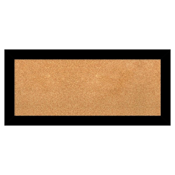 Amanti Art Brushed Black Natural Corkboard 33 in. x 15 in. Bulletin Board Memo Board