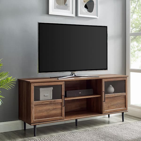 Welwick Designs 58 In. Reclaimed Barnwood Composite Tv Stand Fits Tvs 